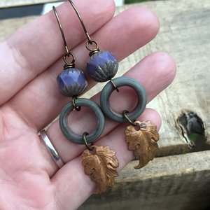 Rustic Copper Prairie Leaf Earrings - Woodland Jewellery for Nature Lovers