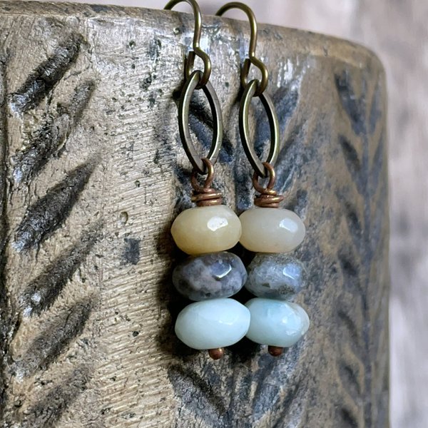 Petite Amazonite Dangle Earrings - Handcrafted Natural Gemstone Jewellery